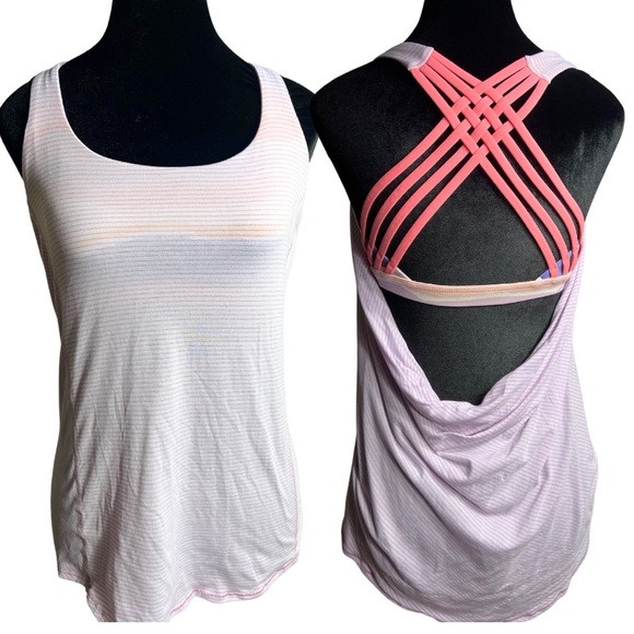 EUC Lululemon Wild Tank Size 6 Color heathered pretty purple/bleacher stripe - Picture 2 of 8